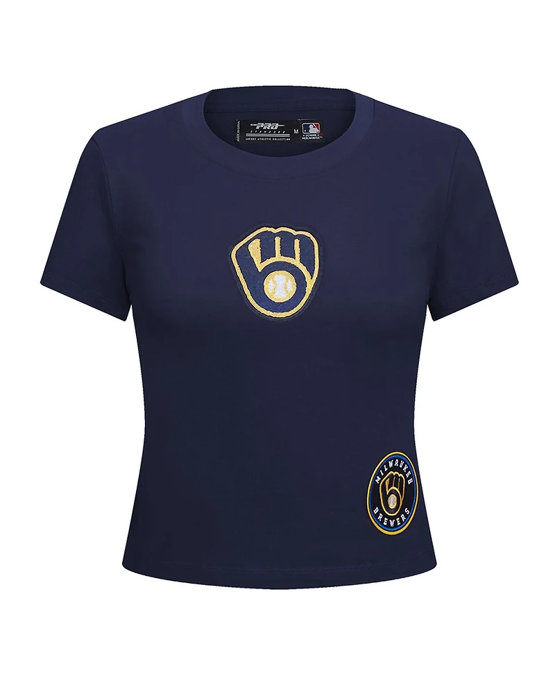 Pro Standard Women's Navy Milwaukee Brewers Game Day Classics Baby Doll Cropped T-Shirt
