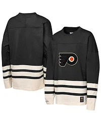 Mitchell & Ness Big Boys and Girls Black Philadelphia Flyers Chainstitch Heavyweight Long Sleeve Sweatshirt