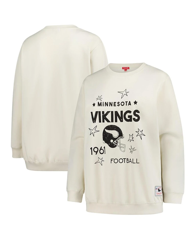 Mitchell & Ness Women's Cream Minnesota Vikings Plus Shooting Star Sweatshirt