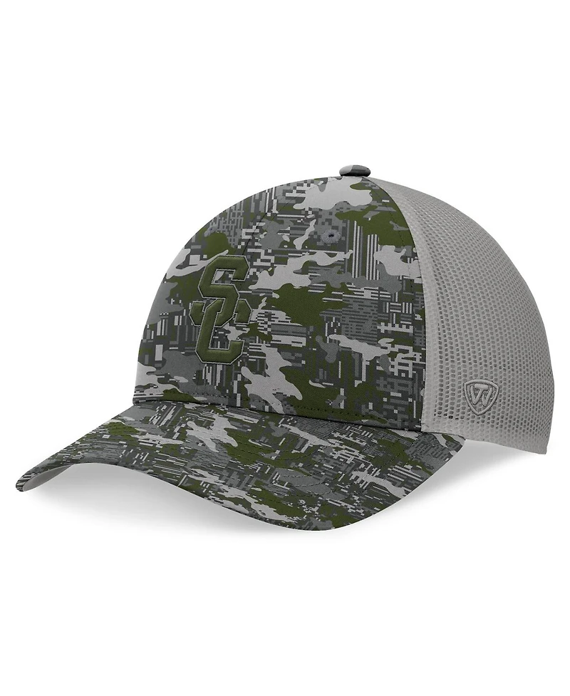 Top of the World Men's Gray Usc Trojans Oht Military Appreciation Pledge Trucker Camo Adjustable Hat