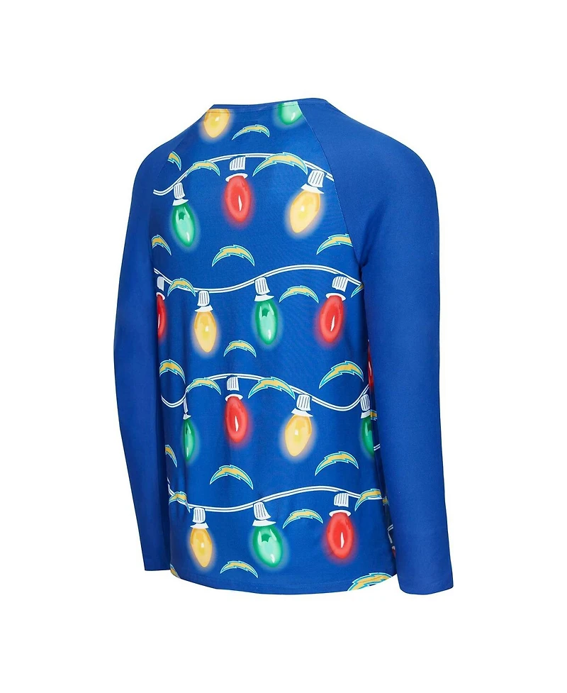 Concepts Sport Men's 2-Piece Royal Los Angeles Chargers Garland Knit Raglan Long Sleeve Top and Pants Set