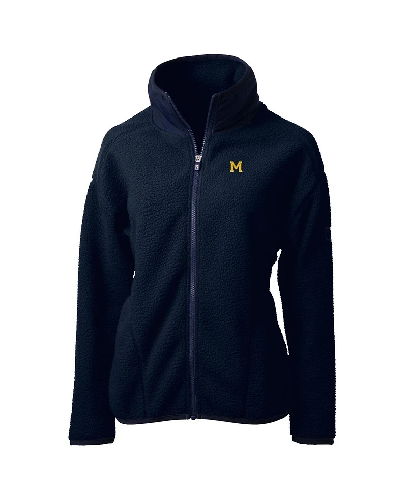 Cutter & Buck Women's Navy Michigan Wolverines Cascade Eco Sherpa Full-Zip Fleece Jacket