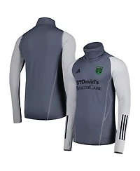 Adidas Men's Gray Austin Fc Warm Raglan Cold.rdy Sweatshirt