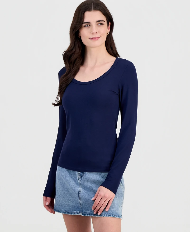 Hippie Rose Juniors' Jersey Knit Long-Sleeve Top