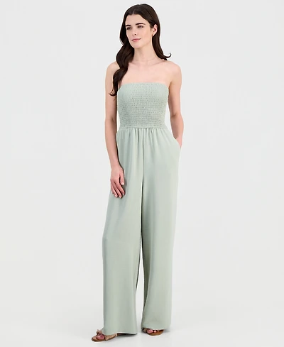 Sincerely Jules Juniors' Smocked Strapless Jumpsuit