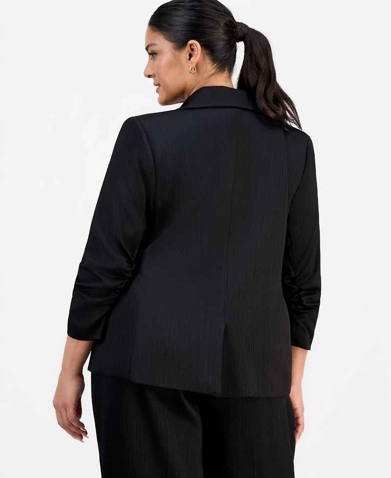 Tahari Asl Plus Size Crinkle-Satin Faux-Double-Breasted Blazer