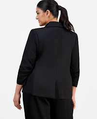 Tahari Asl Plus Size Crinkle-Satin Faux-Double-Breasted Blazer