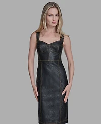 Bcbg Women's Sweetheart Denim Corset Sheath Dress