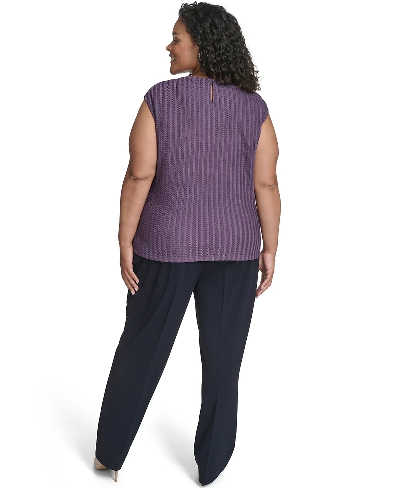 Calvin Klein Plus Cap Sleeve Textured Knit Top