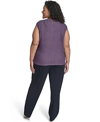 Calvin Klein Plus Cap Sleeve Textured Knit Top