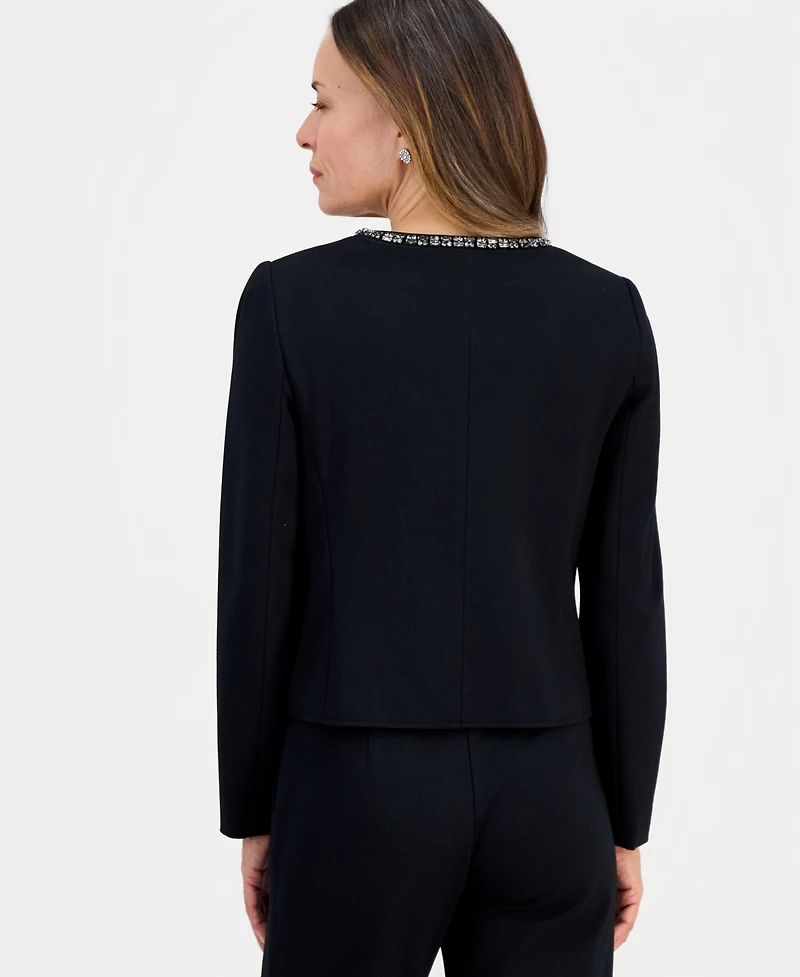 Jm Collection Petite Embellished-Neck Long-Sleeve Jacket, Macy's Exclusive