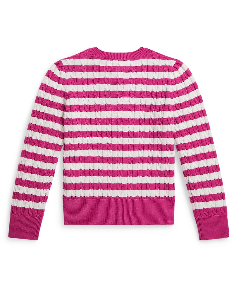 Polo Ralph Lauren Girls 2T-6X Striped Mini-Cable Cardigan