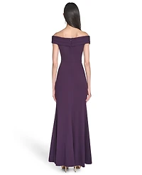 Eliza J Petite Off Shoulder Pleated Ruffle Gown