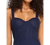 Seni & Cade Juniors' Sweetheart Neck Corset Midi Dress