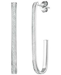 Macy's Glitter Polished 2-Pc. Set J-Hoop Earrings in Sterling Silver