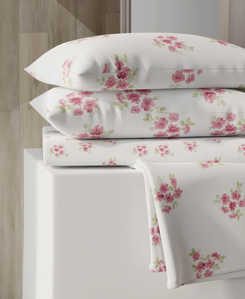 Color Sense Brushed Cool Crisp Percale Printed 3-Pc. Sheet Set, Twin Xl