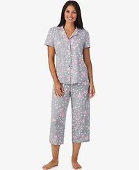 Cuddl Duds Women's Short Sleeve Notch Collar Pj Set