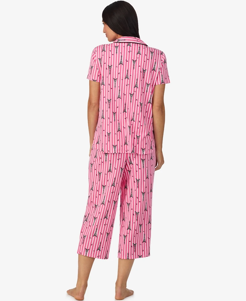 Cuddl Duds Women's Short Sleeve Notch Collar Pj Set