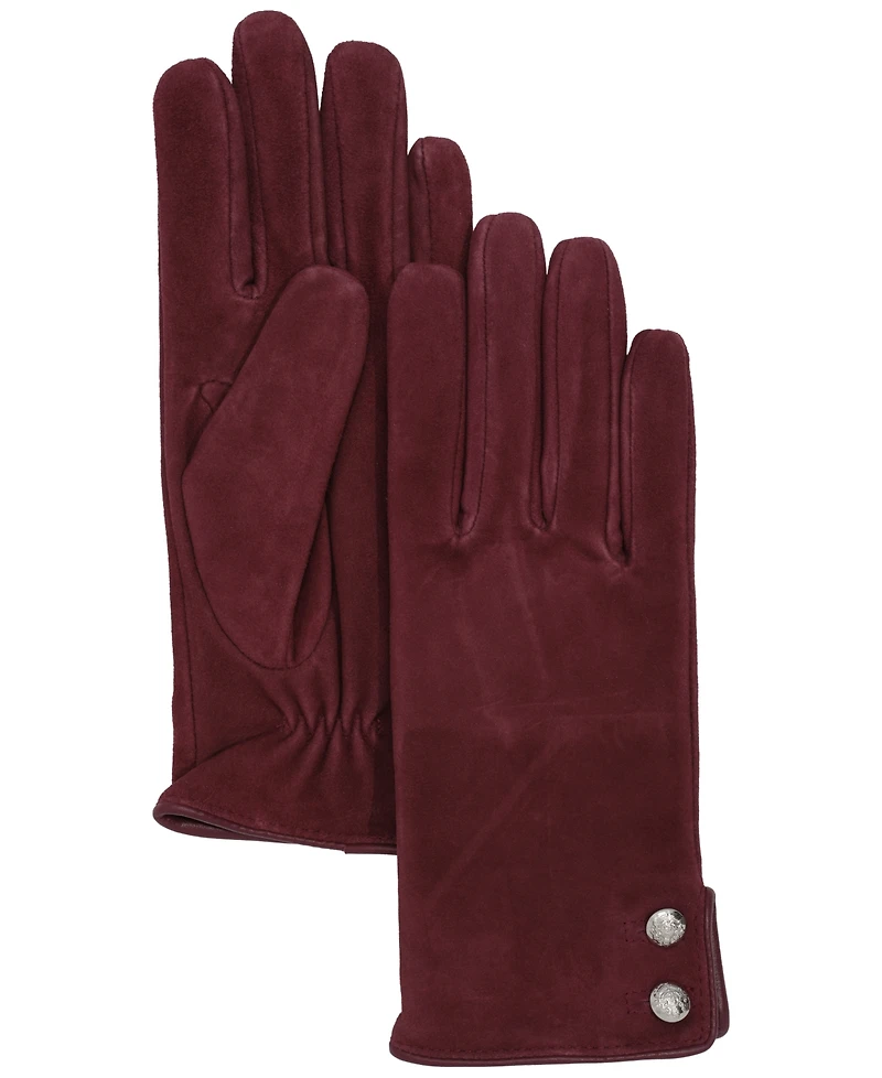 Lauren Ralph Suede Crest Button Glove