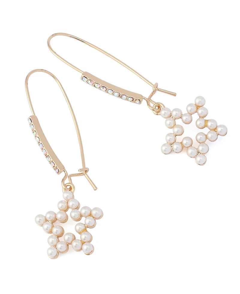 Betsey Johnson Faux Stone Celestial Soiree Cultivated-Pearl Dangle Earrings