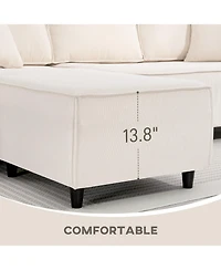 Homcom Chaise Sectional Sofa, Corduroy Fabric Corner Couch,