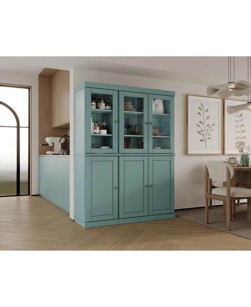 Palace Imports 100% Solid Wood 48.5" Pantry China Cabinet with Raised Panel, Clear Glass Doors, 2-Drawers & Adjustable Shelves