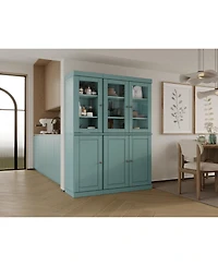 Palace Imports 100% Solid Wood 48.5" Pantry China Cabinet with Raised Panel, Clear Glass Doors, 2-Drawers & Adjustable Shelves