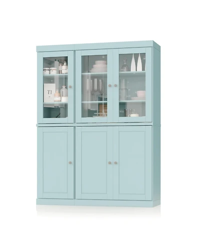 Palace Imports 100% Solid Wood 48.5" Pantry China Cabinet with Raised Panel, Clear Glass Doors & Adjustable Shelves