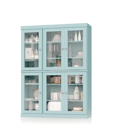 Palace Imports 100% Solid Wood 48.5" Pantry China Cabinet with Clear Glass Doors & Adjustable Shelves