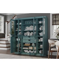 Palace Imports 100% Solid Wood 65" Pantry China Cabinet with Raised Panel, Clear Glass Doors