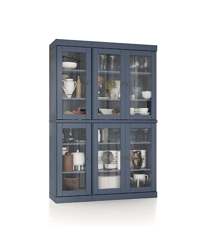 Palace Imports 100% Solid Wood 48.5" Pantry China Cabinet with Clear Glass Doors & Adjustable Shelves