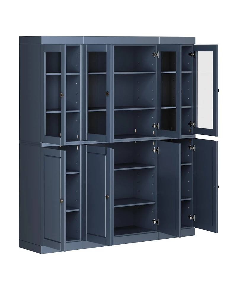 Palace Imports 100% Solid Wood 65" Pantry China Cabinet with Raised Panel, Clear Glass Doors & Adjustable Shelves