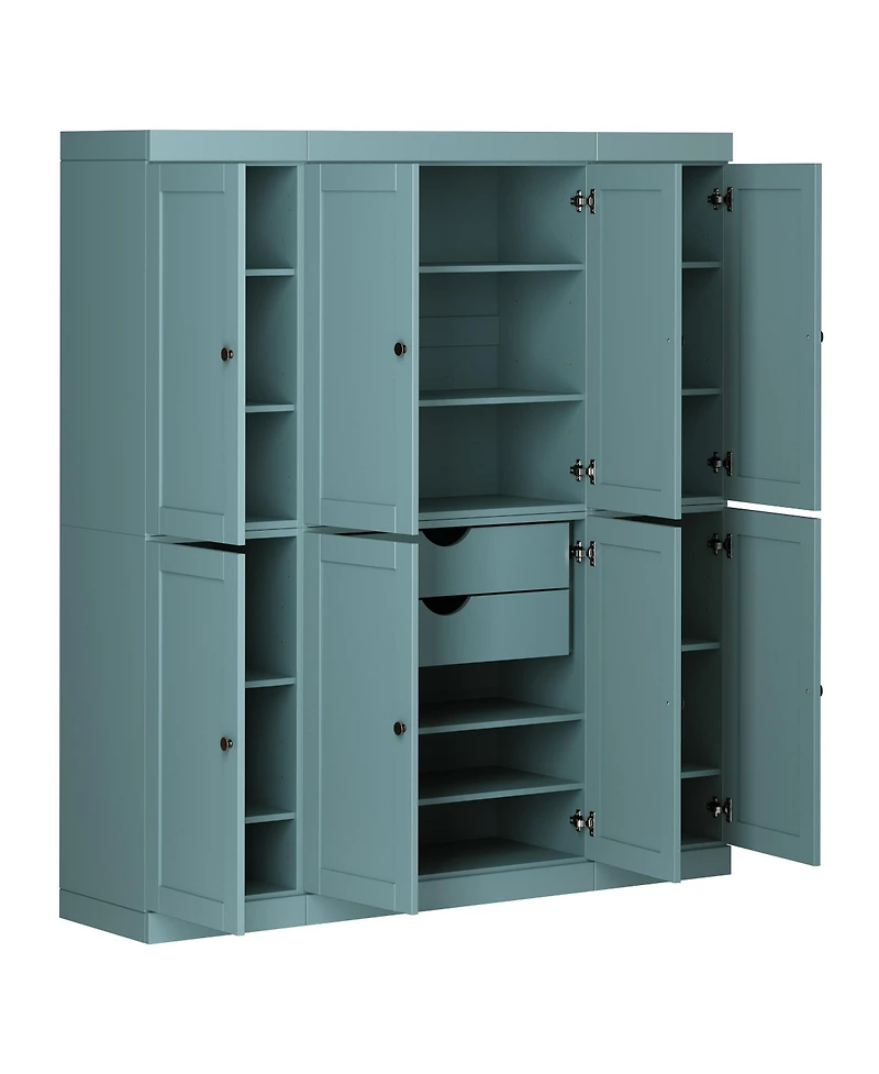 Palace Imports 100% Solid Wood 65" Pantry Cabinet with Shaker Doors, 2-Drawers & Adjustable Shelves