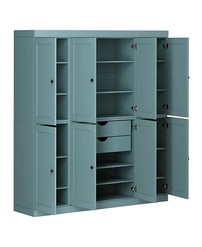 Palace Imports 100% Solid Wood 65" Pantry Cabinet with Shaker Doors, 2-Drawers & Adjustable Shelves