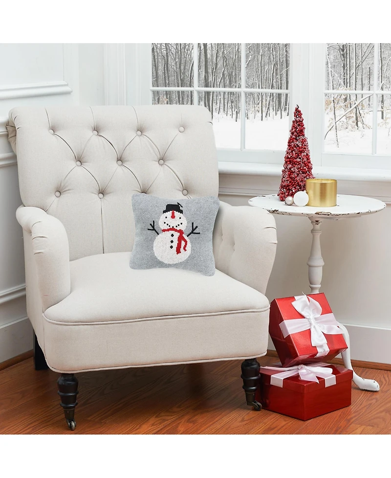 C&F Home Snowman Knitted Mini Cotton Blend Christmas Accent Pillow 10" x 10"