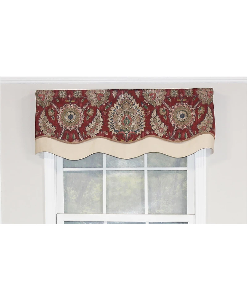 Rlf Home Wakeshire Glory Valance Indigo. 3" Rod Pocket, Layered, Trimmed. 50"W X 16"L