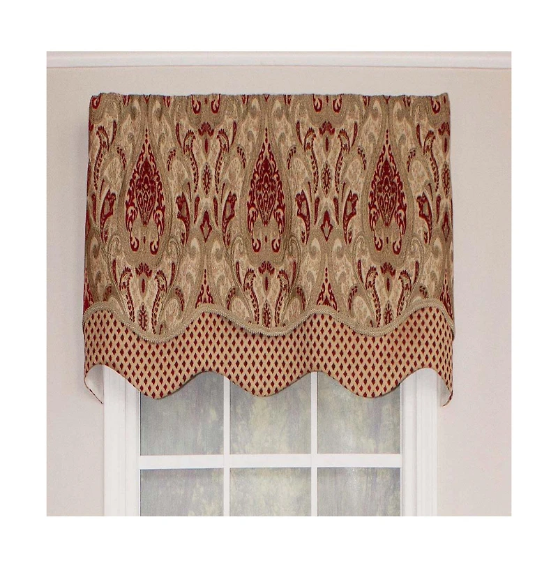 Rlf Home Chenille Fabric with Damask Motive Paisley Dream Glory Valance 3" Rod Pocket 50" x 16" Claret