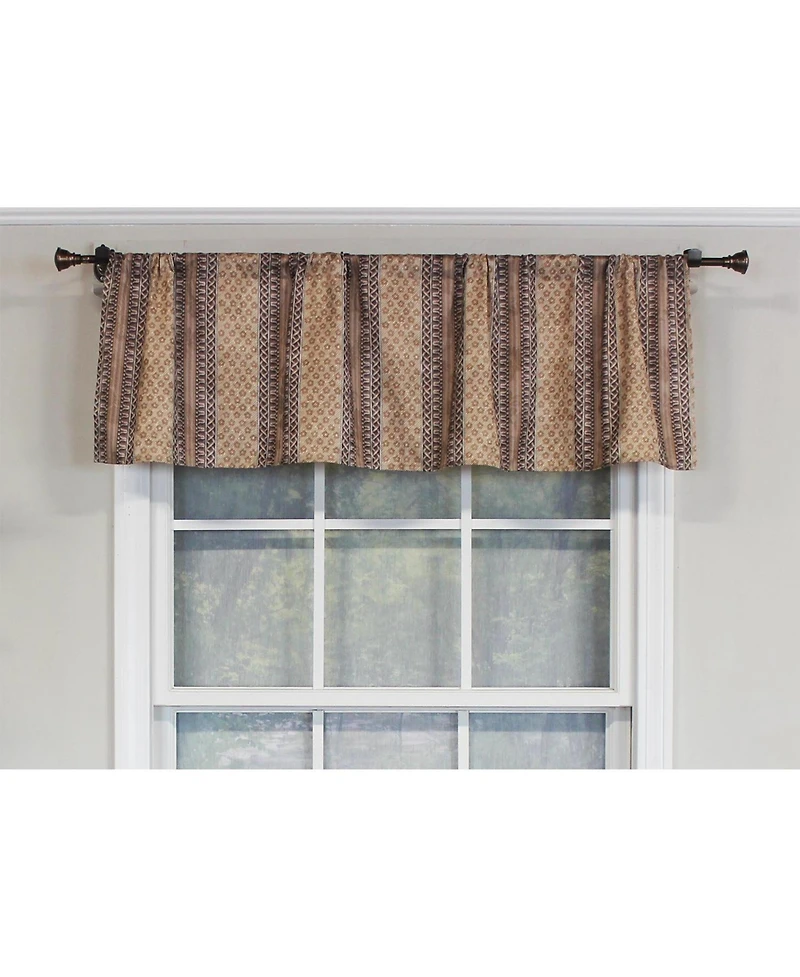 Rlf Home Spice Stripe Tailored 100% Cotton with Fully Lined 3" Rod Pocket Valnance for Windows 50" x 14" Mulberry