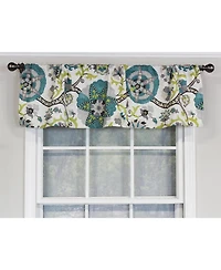 Rlf Home Floribunda Tailored 100% Cotton with Fully Lined 3" Rod Pocket Valnance for Windows 50" x 14" Turquoise