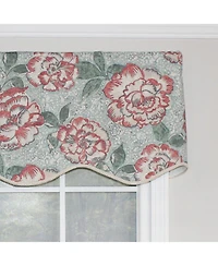 Rlf Home Peony Bowl Trimmed Provance 100% Cotton with Fully Lined 3" Rod Pocket Valnance for Windows 50" x 15" Coral