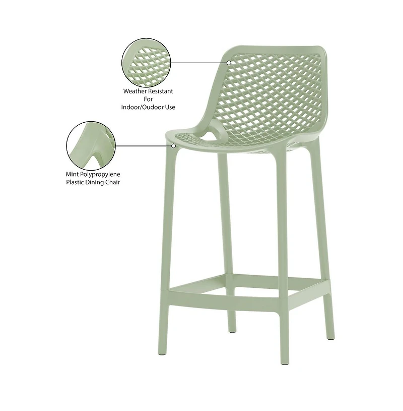 Meridian Furniture Mykonos Mint Outdoor Patio Stool, Set of 4