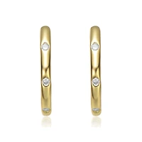Kids 14k Gold Plated with Clear Cubic Zirconia Hoop Earrings