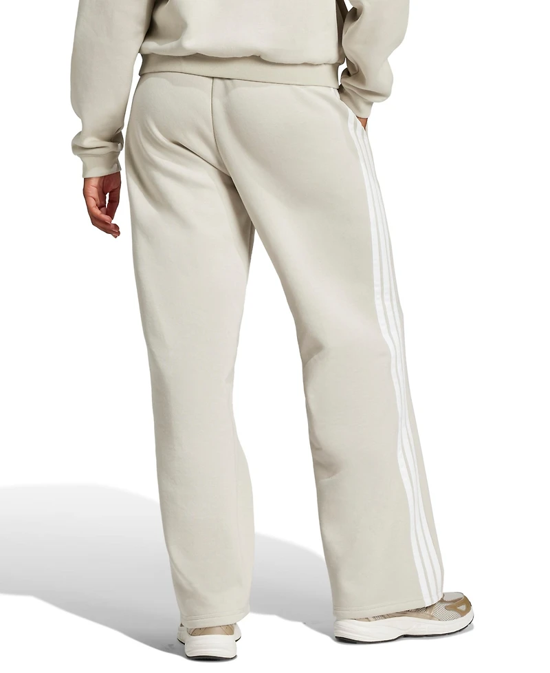 adidas Women's Essentials Three Stripes Fleece Open Hem Pants