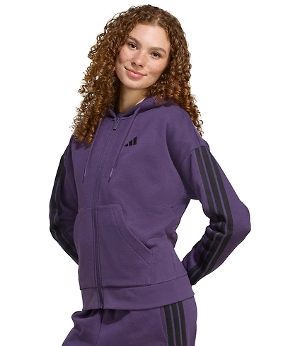 adidas Women's 3-Stripe Fleece Full Zip Hoodie