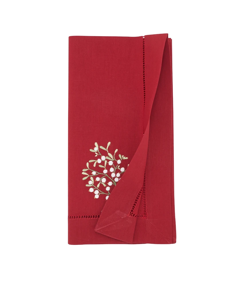 Saro Lifestyle Embr'D Mistetoe Hemstitch Napkin, Set of 6