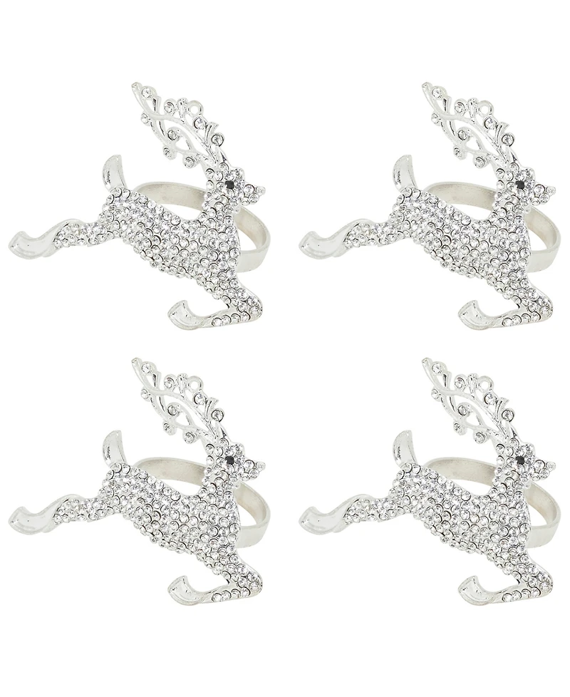 Saro Lifestyle Beaded Reindeer Napkin Ring, Set of 4