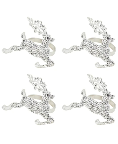 Saro Lifestyle Beaded Reindeer Napkin Ring, Set of 4