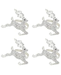 Saro Lifestyle Beaded Reindeer Napkin Ring, Set of 4