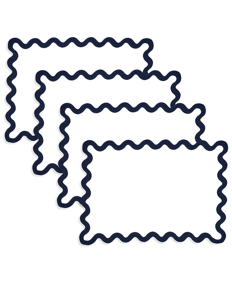 Saro Lifestyle Linen Eco Scallop Border Placemat, Set of 4