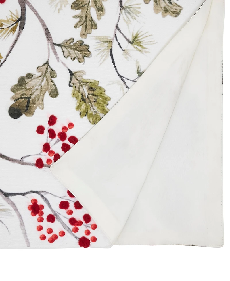 Saro Lifestyle Pinecone and Red Berry Table Runner, 16" x 72"